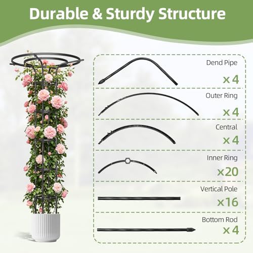 Garden Trellis for Climbing Plants Outdoor,84.6" Tall Umbrella Trellis - Image 5