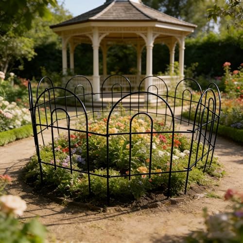 32in(H)×50ft(L) Black Decorative Garden Border Fence Total 35 Panels No Dig Metal Folding Fence Garden Edging Border Fence for Animal Barrier Fencing Flower Bed Yard Patio - Image 6