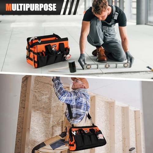 UUP 15" Heavy Duty Tool Bag, 16-Pocket Tool Box Organizer Orange - Image 7