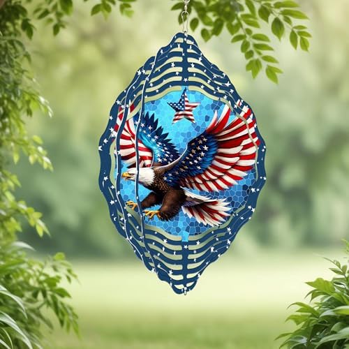 Patriotic Eagle American Bald Eagle Wind Spinner TQN3943WS, 12 inches - 3D Hanging Wind Spinners Outdoor, Yard, Garden Decor - Image 4