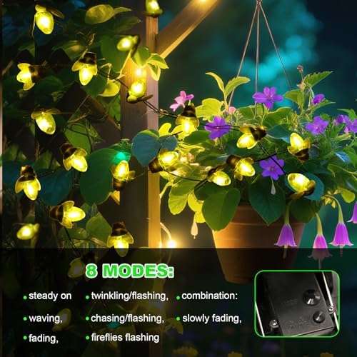 ANGMLN 2 Pack Solar Firefly Lights,19.6FT 30 LED Solar Fairy String Lights - Image 2