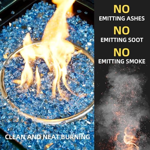 GasSaf 1/4 Inch Pacific Blue Fire Glass Reflective Tempered Fireglass, 20 lb - Image 3
