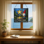 Starwell Gnome Wish Stained Glass Suncatcher – Square Hanging Window Panel for Home or Greenhouse – Whimsical Glass Art Gift for Garden Lovers, Christmas, Halloween, Father Days MZZ4pH - Image 6