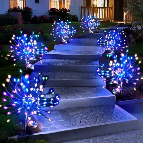 Anordsem Solar Firework Lights Outdoor Garden Fairy Lights 6 Pack Colorful by Anordsem