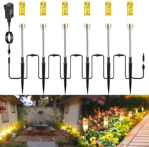 LED Pathway Lights, 4.8W 12V AC/DC Low Voltage Path Lights, 570 Lumen 6 Pack Extendable Outdoor Landscape Lighting IP65 Waterproof Garden Lights for Yard Walkway Driveway, 2700K by GreenClick