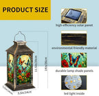 Solar Lantern Stained Glass Art Vibrant Outdoor Waterproof Garden Hanging Lantern Solar Powered Lighting Outside Solar Light for Patio Yard Camping, Gifts for Women Mom - Image 2