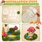 Kathfly 8 Sets Wooden Fairy House DIY Craft Kit for Kids with Paints & Decorations,Unpainted Miniature Garden Accessories for Home Event Party Decorations, Arts Birthday Party Favor (Mushroom Houses) - Image 3