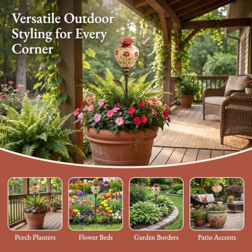 Vintage Ceramic Hummingbird Feeder Garden Stake Ornament，3 PCS - Image 4