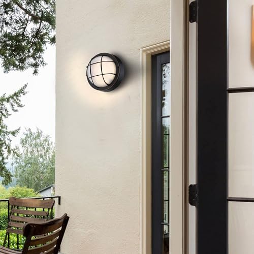 2Pack Oil Rubbed Bronze 8" Nautical Outdoor Light Fixture - Round Bulkhead LED Light 3000K, 1500LM, 15W Oil Rubbed Bronze Nautical Bulkhead Sauna & Dock Light for House - Image 3