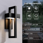 LamQee 2 Packs Modern Outdoor Wall Lights 3000K Integrated LED Outdoor Wall Sconces Lighting, Contemporary Exterior Lighting Fixtures Outside Wall Mount Lights for House Porch Door Garage, Matte Black - Image 2