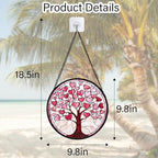 Pink Heart Tree Stained Glass Window Hanging Suncatcher Gifts Decor 9.8" - Image 7