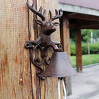 Hand Crank Cast Iron Doorbell Front Door Dinner Bell Outdoor Courtyard Garden Deer Head Decoration Wall Bell (Black 24.2 * 13.6 * 14cm) - Image 3