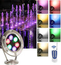 Submersible LED Light - RGB With Remote Control Pool Underwater Light, AC 12/24V Spotlight Led Beam Light, IP68 Waterproof Underwater Landscape Lights, For Pool, Fountain, Pond Lighting(Rgb,12W) by GUODDM