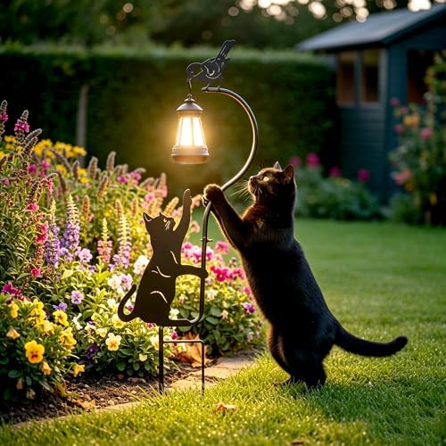 Black Cat Stake Garden Solar Lights Decorative, Woman Gifts For Birthday, Lawn Ornament Lights Solar Powered Stakes Outdoor Waterproof Garden Statue, Mothers Day Gifts Front Porch Patio Outdoor Decor by Unknown