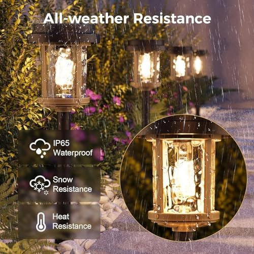 XMCOSY+ Solar Pathway Lights Outdoor, 6-Pack Solar Powered Garden Lights - Image 4
