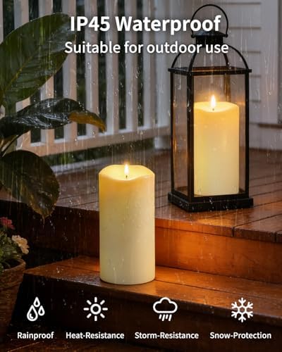 10" x 5" Large Outdoor Candles with Timer Waterproof Flickering Candles - Image 3