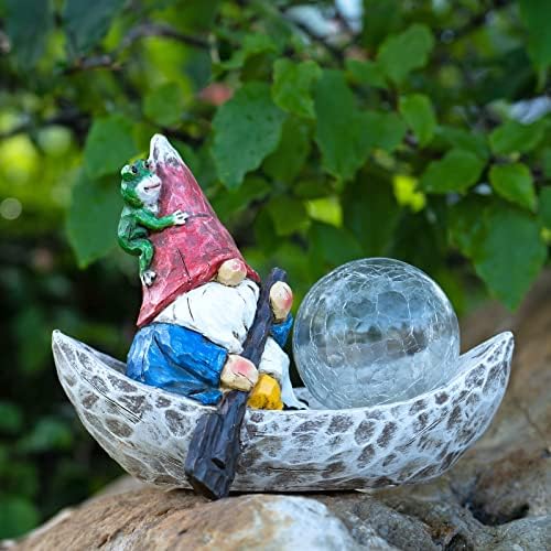 Rezpuao Garden Gnome Statue,Solar Gnomes Figurine,Outdoor Gnome Decor,Gnomes Decorations for Yard with Solar Light,Gnome Sculptures for Patio Lawn Ornaments - Image 6