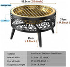 LXLZYXSF Wood Burning Fire Pit Bowl with Table Top, Round Tea Table, Metal Fire Basin for Outdoor Indoor Yard Garden Deck Porch Living Room Patio (Color : B, Size : 52.5cm/20.6inch Wide) - Image 2