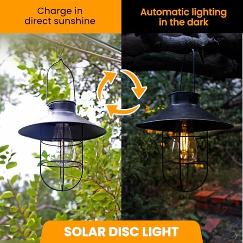 4 Pack ‌Solar Lanterns Outdoor Waterproof Ideal as Gifts for Women, Mothers and Wife.Vintage-Style Hanging Solar Lights Suitable for Outdoor Use in Yards, Patios, Backyards and Porches. - Image 2