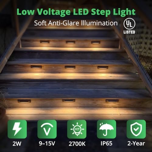 GKOLED 6-Pack Low Voltage LED Linear Step Lights, Black, 2700K - Image 2
