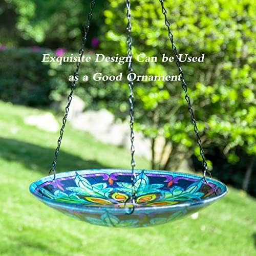 MUMTOP Hanging Bird Bath Outdoors Glass Bird Water Bowl Feeder Garden Decor - Image 4