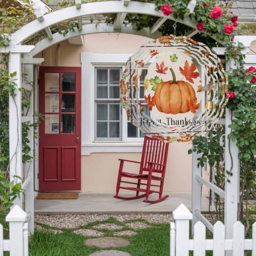 10 Inch Pumpkins Thanksgiving Wind Spinner for Yard and Garden, Fall Rustic Leaves Farmhouse Art Hanging Ornaments Outdoor 3D Kinetic Wind Sculpture Spinners Indoor Outdoor Patio Décor Ornaments Gift - Image 4