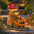 Highland Cow Solar Powered Outdoor Garden Statue Lying on Mushroom Hammock by Sinhra
