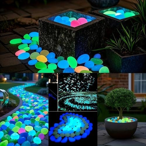 2026 New 300Pcs Glow in The Dark Garden Rocks, Glow At Night Pebbles, Colorful Glow-in-The-Dark Garden Stones, for Outdoor Fish Tank Rocks Aquarium Gravel Luminous Stones (Mixed, 300 Pcs) - Image 4