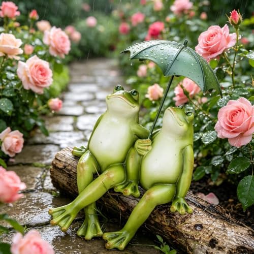 Couple Frogs Garden Outdoor Statue - Frogs Decor Garden Statue 8.5" x 11" x 6.5" - Image 4