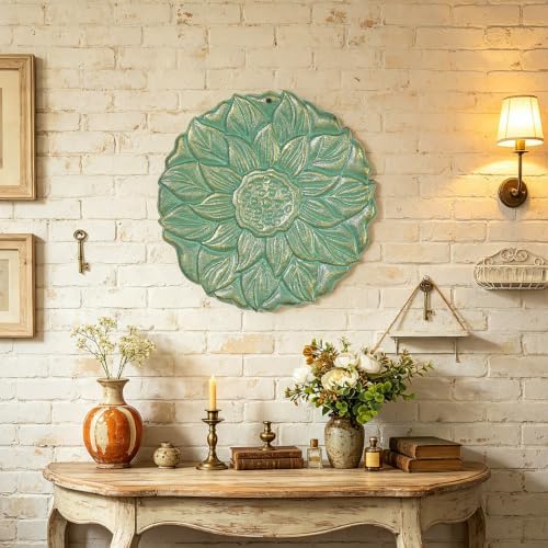 Sungmor Vintage Cast Iron Lotus Stepping Stone,Vintage Green - Image 6