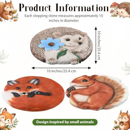 Cinnvoice 3 Pack Animal Stepping Stones Outdoor for Garden, 10 Inches - Image 2