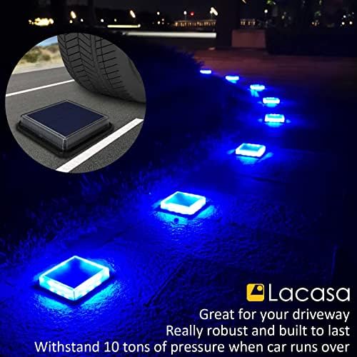 Lacasa Blue Solar Deck Lights 4 Pack, Dusk to Dawn Large Battery Step Lights, Big Solar Powered Waterproof Dock Lights, LED Solar Lights Outdoor Garden Stair Driveway Walkway Pathway Warning Lamp - Image 3