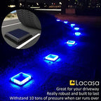 Lacasa Blue Solar Deck Lights 4 Pack, Dusk to Dawn Large Battery Step Lights, Big Solar Powered Waterproof Dock Lights, LED Solar Lights Outdoor Garden Stair Driveway Walkway Pathway Warning Lamp - Image 3