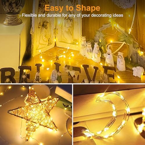 btfarm 30 Pack Fairy Lights Battery Operated [3 Modes] and 8 Pack 4x4 Solar Post Cap Lights with Edison LED Bulb Waterproof for Christmas Mason Jars Porch Patio Yard, Warm White - Image 7