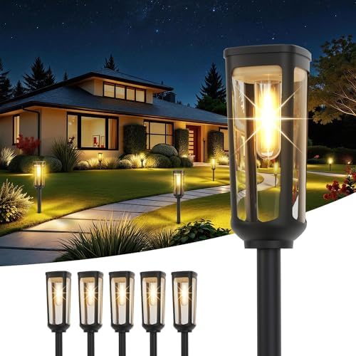 JEJOT Solar Pathway Lights Outdoor Waterproof, 6 Pack Solar Walkway Lights by JEJOT