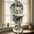 24.8" Resin Angel Garden Statue Bird Feeder Water Basin Yard Decor - Image 3