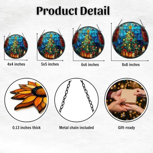 Christmas Tree Colorful Ornaments Hanging Acrylic Suncatcher - Image 2