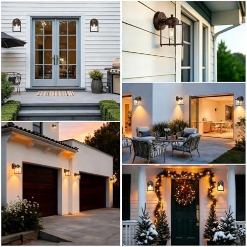 LIT-PaTH Outdoor Wall Light Fixture, Anti-Rust Metal Glass, Bronze, 2 Pack - Image 6