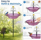 Solar Fountain for Bird Bath Outside, Garden Water Feature with Ground Stake Stand or Hanging Style for Patio, Yard & Lawn (B-XL-Purple) - Image 3