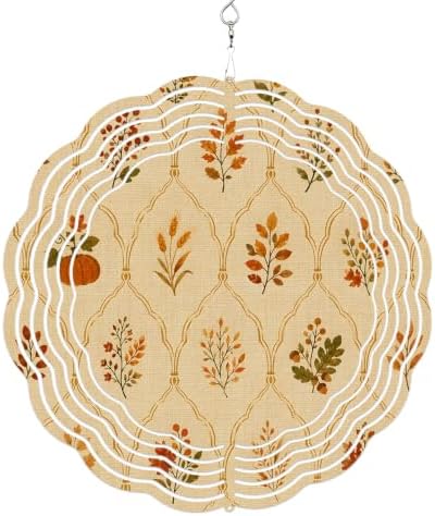 10 Inch Fall Leaves Rustic Wind Spinner for Yard and Garden, Brown Vintage Farmhouse Pumpkin Hanging Ornaments Outdoor 3D Kinetic Wind Sculpture Spinners Indoor Outdoor Patio Décor Ornaments Gift by Unknown