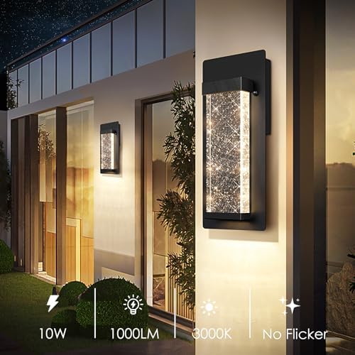 BesLowe Outdoor Wall Light Fixtures with Crystal Bubble Glass, 10W 3000K - Image 5
