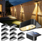 JOFIOS Fence Lights Solar Powered 12 Pack, 3000/4000/6000K 3 Modes, IP44 Waterproof Solar Deck Lights Outdoor, Dusk to Dawn Solar Step Lights for Outside, Deck, Backyard, Step, Patio, Stair Railings by JOFIOS