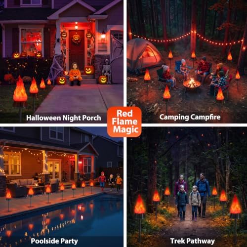 Toodour Solar Halloween Lights Outdoor, 4 Pack Solar Torch Light Waterproof - Image 5