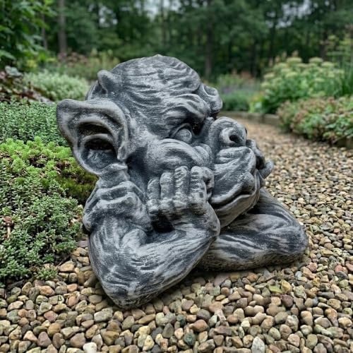 OLOMA Gothic Gargoyle Garden Statue Concrete Handmade Garden Sculpture Outdoor Lawn Decor Patio Yard Ornament Weather Resistant Cement Demon Figurine Mystery Lovers Gift - Image 7