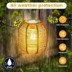 HPC Decor 2 PK Solar Lanterns-Outdoor Lanterns Waterproof, Rattan Solar Lights, Hanging Solar Lanterns Outdoor,Solar Lamp Lights,Decoration Lights for Garden,Patio,Porch,Trees,Pathway,Outside. - Image 3