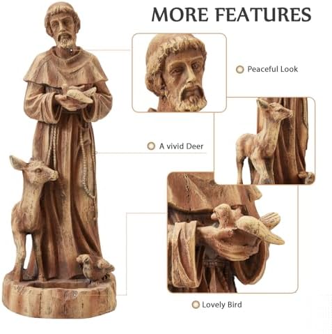 25" St Francis Garden Statue with Bird Feeder, Outdoor Patio Decor - Image 6