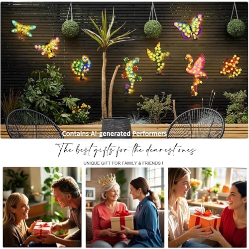 2 Pack Solar Lights Outdoor Metal Butterfly Wall Decor with 30 Led - Image 5