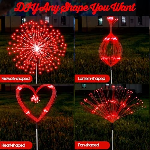 Tujoe 6 Pcs Christmas Solar Firework Stake Lights 180 LED 8 Modes - Image 4
