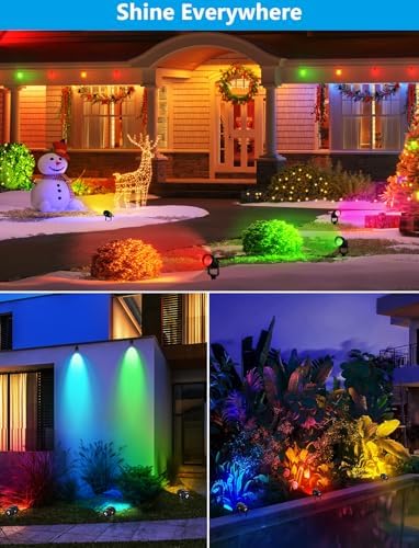 12W RGBW Color Changing Landscape Lights - Low Voltage LED Landscape Lighting, Remote Control Spotlight Outdoor Waterproof Garden Pathway Halloween Christmas Spot Lights, 4 Pack with Connector - Image 5
