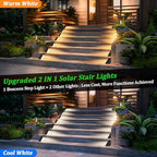 Solar Stair Lights Outdoor Waterproof 16-Pack, Upgraded 2-in-1 LED Warm White and Cool White Solar Powered Step Light for Outside, IP67 Auto On/Off Solar Lights for Front Sidewalk Yard Patio Porch - Image 2